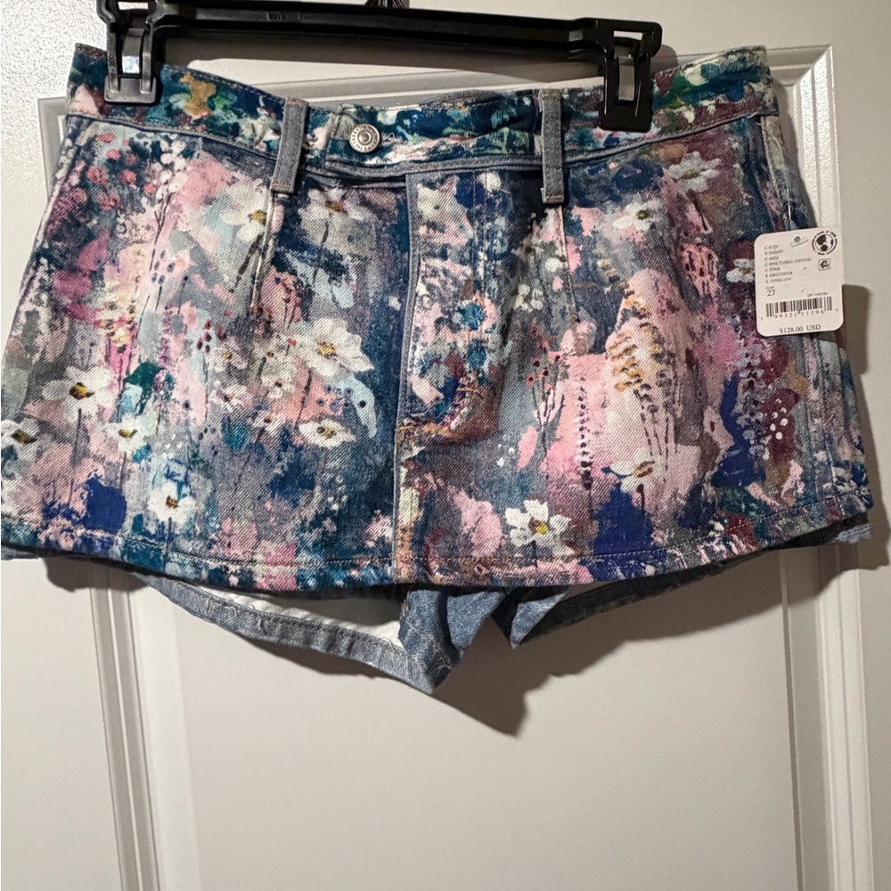 We The Free Pink and Blue Floral Mini Skort 🔥 Size 27